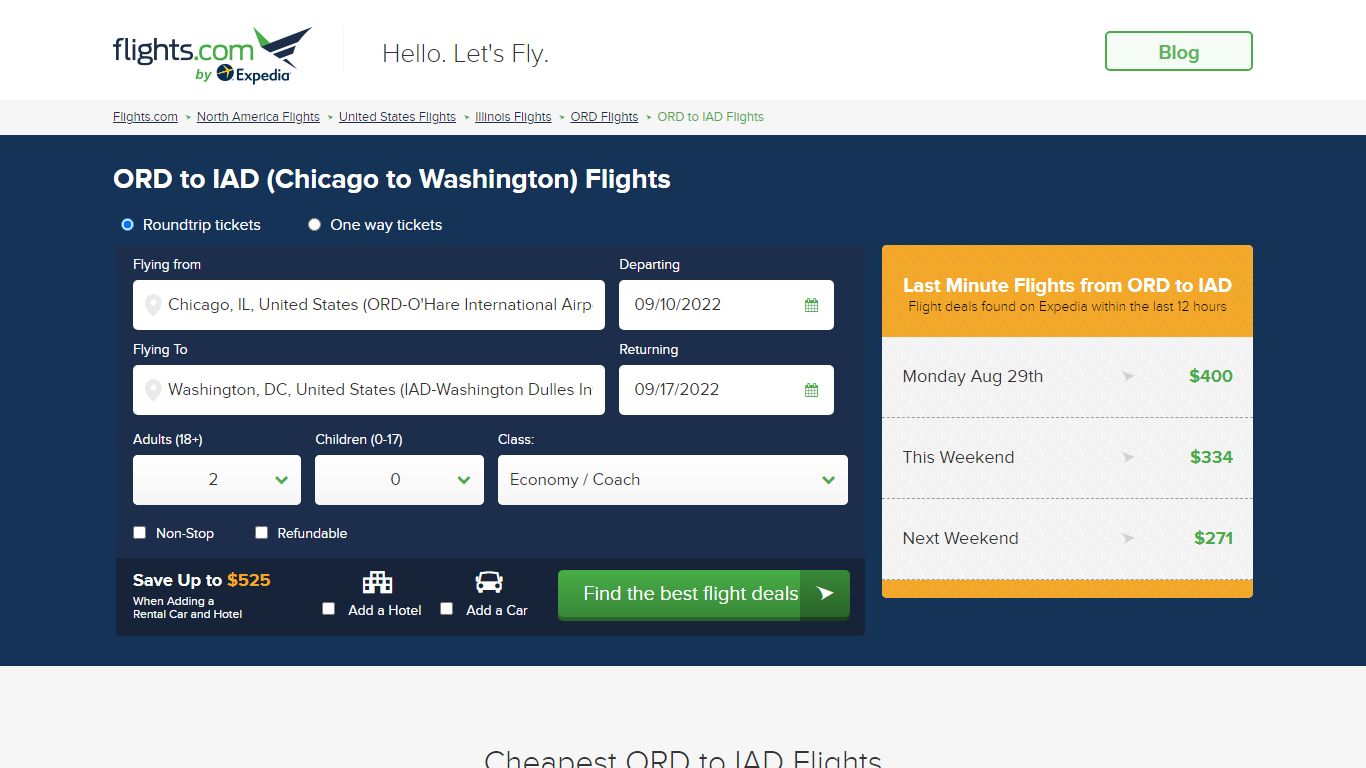 ORD to IAD (Chicago to Washington) Flights - Google Flights