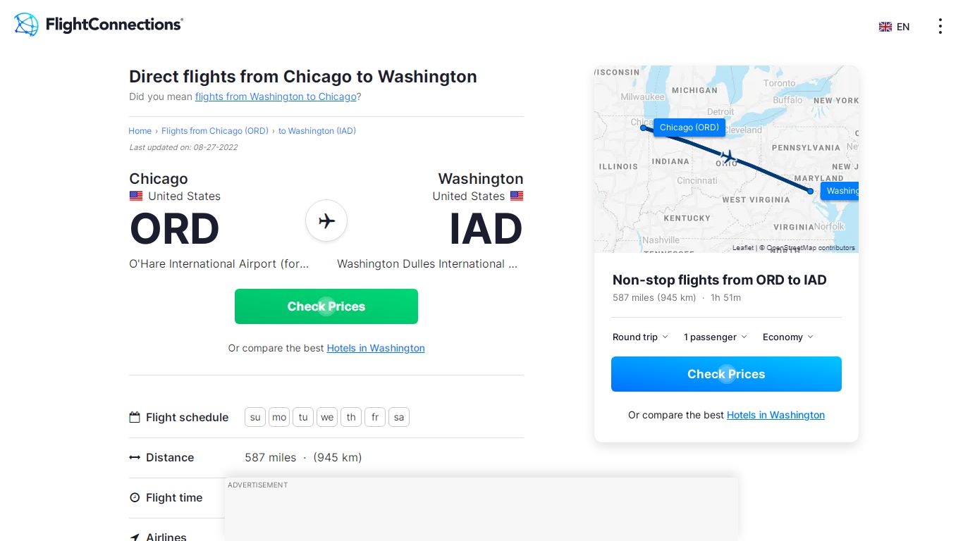 Flights from Chicago to Washington: ORD to IAD Flights - FlightConnections