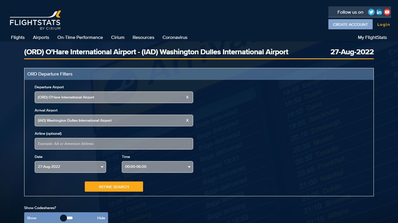 ORD-IAD Flight Status